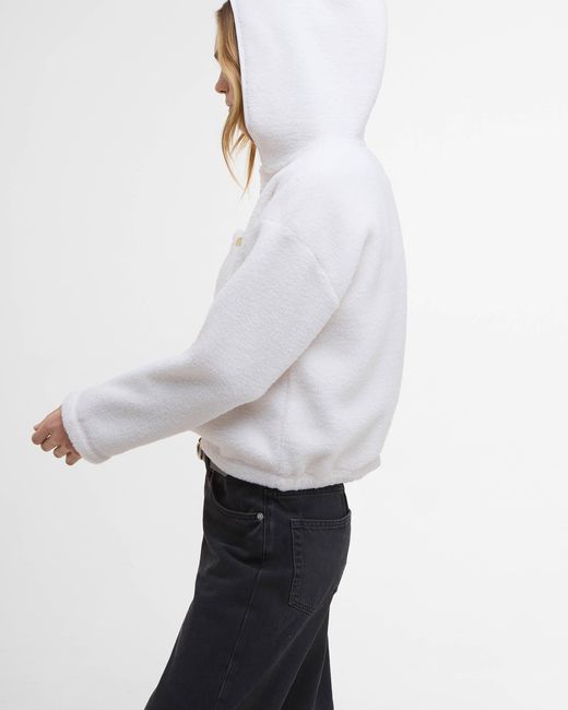 Barbour White Lola Fleece Hoodie