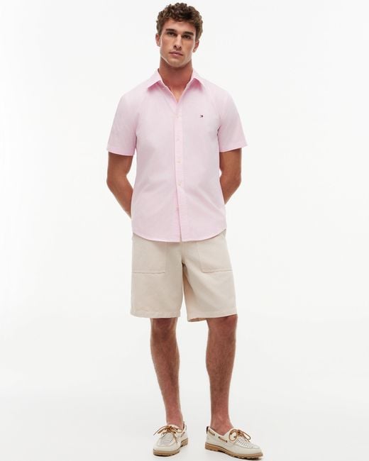 Tommy Hilfiger Pink Flex Poplin Gingham Shirt for men