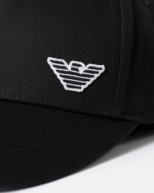 Emporio Armani Black Cap With Eagle Logo for men