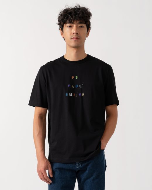 Paul Smith Black Ps Casual Fit Multicolour Text T-Shirt for men