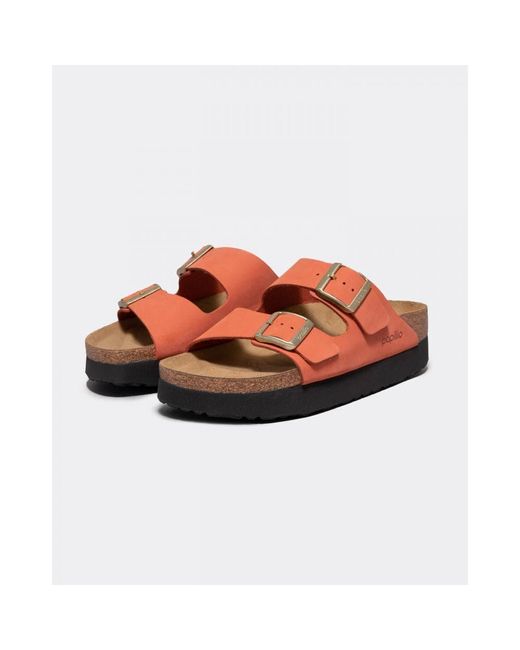 Birkenstock Arizona Papillio Platform Nubuck Leather Sandals in Brown | Lyst