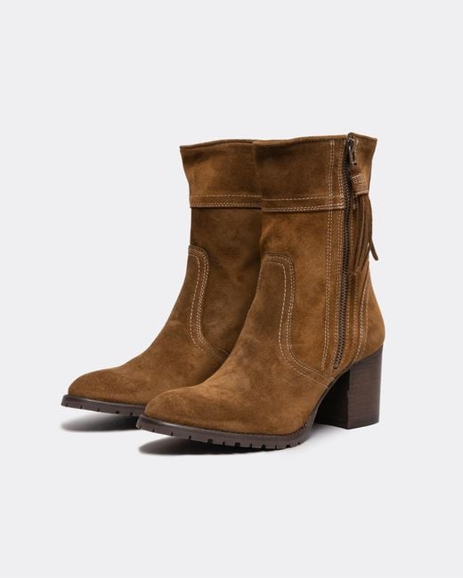 Penelope Chilvers Brown Fina Suede Cropped Tassel Boots