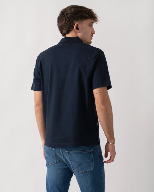 Aquascutum Blue Stretch Piquet Badge Polo Shirt for men