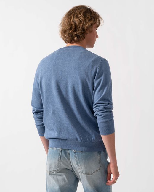 Gant Blue Classic Cotton V-Neck Jumper for men