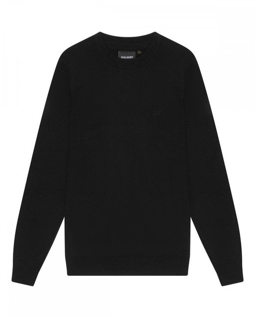 Lyle & Scott Black Tonal Eagle Merino Crew Neck Jumper Size: M for men