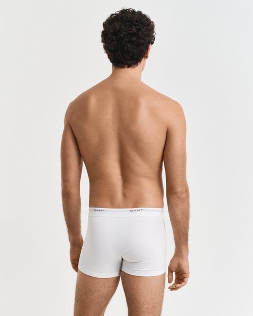 Gant White 3-Pack Core Trunks With Logo Waistband for men