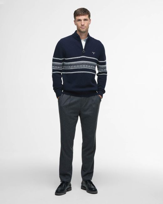 Barbour Blue Kepwick Half Zip Jumper for men
