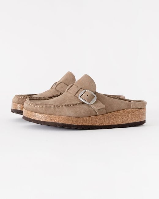 Birkenstock Brown Buckley Suede Leather Mule Moccasins