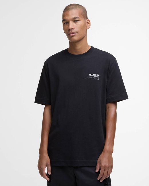 Barbour Black Parkend Photographic Relaxed T-Shirt for men