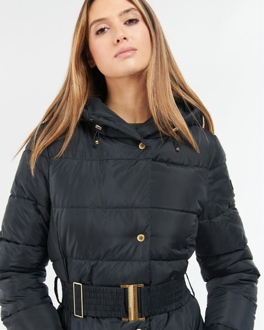 Barbour Blue Track Line Long Quilted Jacket