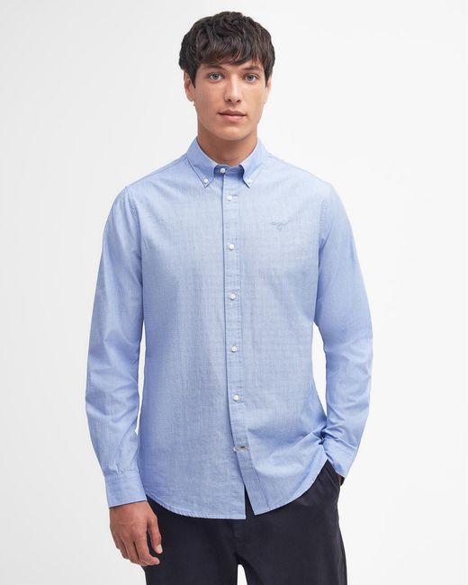 Barbour Blue Crest Poplin Long Sleeve Tailored Shirt for men