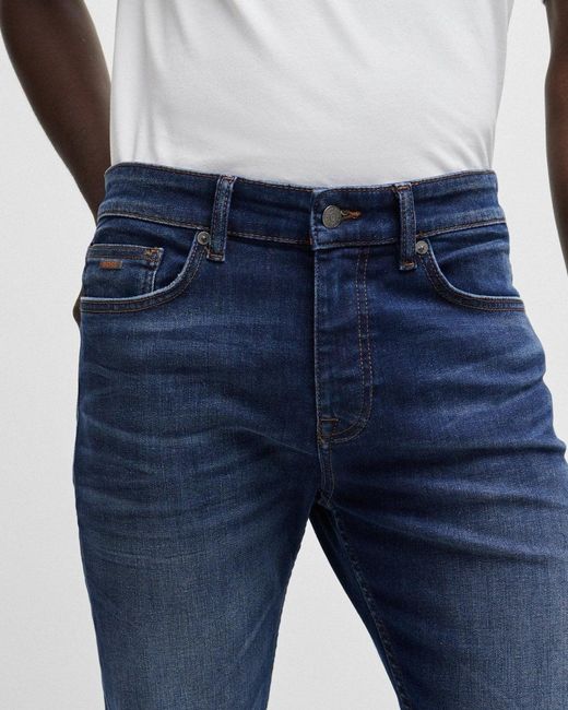 Boss Delaware Bc-c Slim Fit Jeans In Dark Blue Super-stretch Denim for men