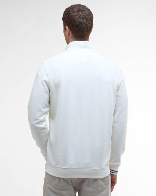 Barbour White Rosford Half Zip Sweatshirt for men