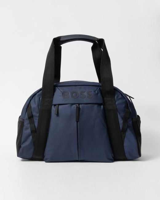 Boss Blue Boss Stormy Faux Leather Holdall With Logo Details Colour: Dark 402 for men