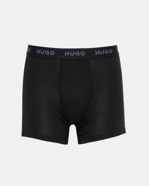 HUGO Black 3 Pack Boxer Briefs With Logo Waistbands for men