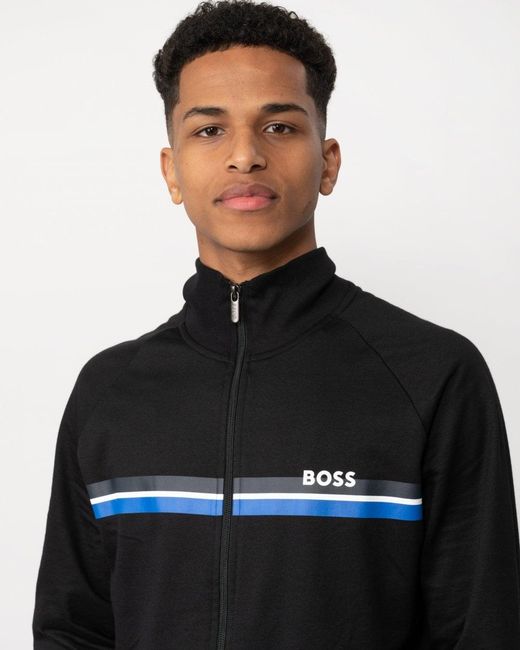 Boss Black Authentic Funnel Neck Full Zip Loungewear Sweatshirt for men