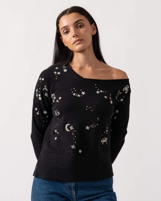 French Connection Black Zodiac Knits Ls Jumper