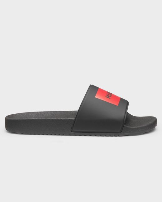 HUGO Black Timein Slides With Logo Strap for men