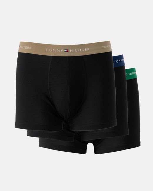 Tommy Hilfiger Black 3-Pack Logo Waistband Trunks for men