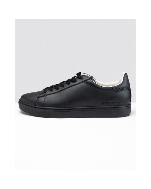 Armani Exchange Calf Leather Tennis Shoes in Black/Black (Black) for