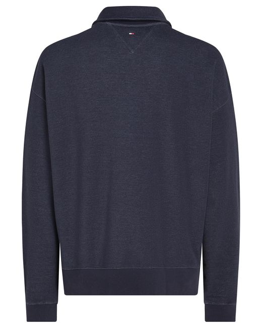 Tommy Hilfiger Blue Monotype Honeycomb Quarter-Zip Sweatshirt for men