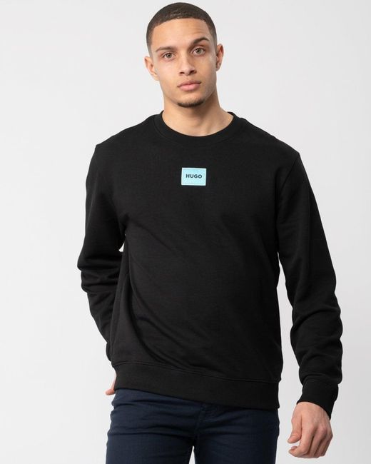 HUGO Black Diragol212 Label Logo Sweatshirt for men
