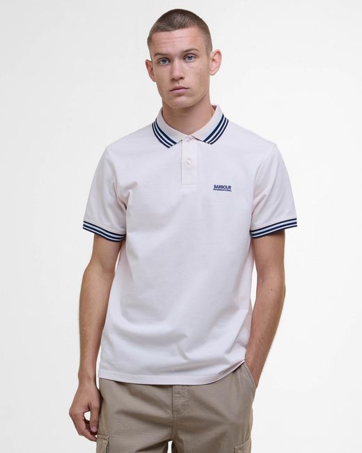 Barbour White Caleb Multi Polo Shirt for men
