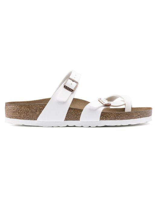 Birkenstock White Mayari Birko Flor Sandals