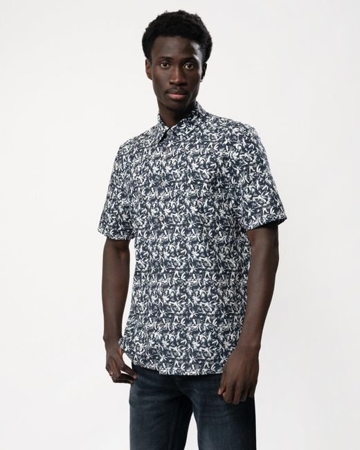 Ted Baker Blue Tavaro Short Sleeve Abstract Floral Print Shirt for men
