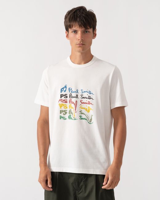 Paul Smith White Ps Smudge Graphic T-Shirt for men