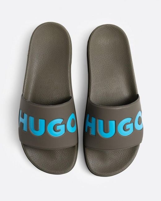 HUGO Blue Match Slides With Logo Strap for men