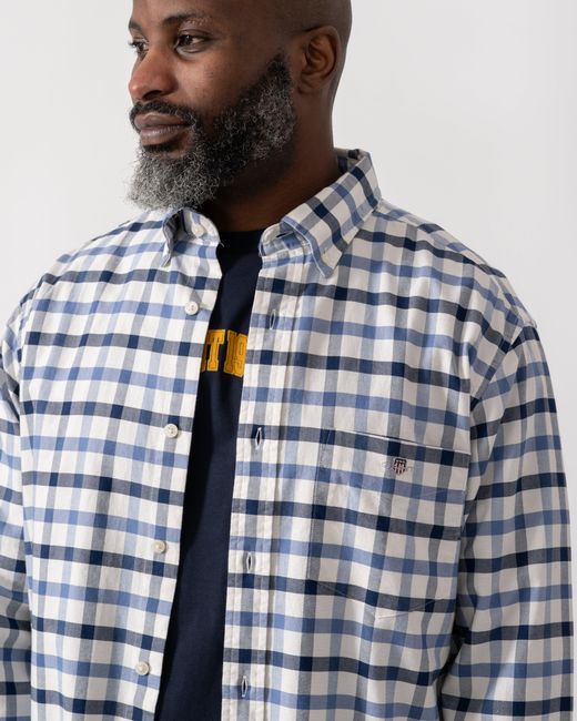Gant Blue Regular Fit Oxford Check Shirt for men