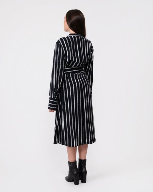 Tommy Hilfiger Black Argyle Stripe Long Sleeve Midi Shirt Dress