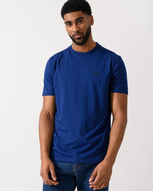 Boss Blue Tee Stretch Cotton T-Shirt With Contrast Logo for men