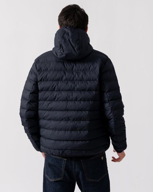 Fred Perry Blue Hooded Padded Jacket 608, Size: L for men