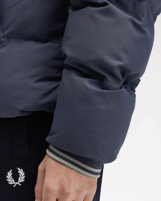 Fred Perry Blue Raglan Sleeve Padded Jacket for men