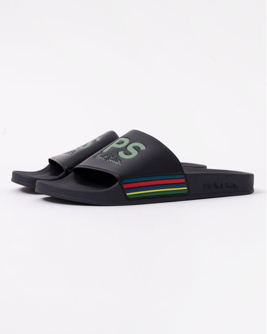 Paul Smith Blue Zed Sports Stripe Slides for men