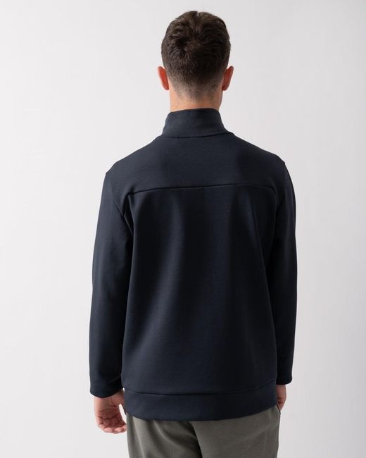 Boss Blue Sweat 1 1/4 Zip Sweatshirt With Contrast Piping Size: M for men