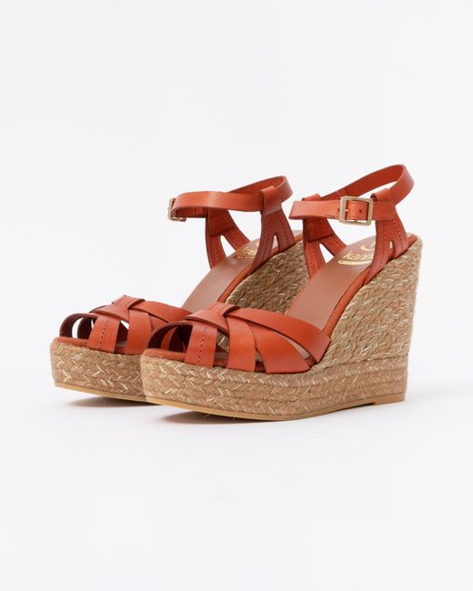 Kanna Pink Sofia Lucido Wedge Heel Espadrilles