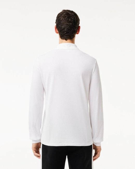 Lacoste White Original L.12.12 Long Sleeve Cotton Polo Shirt for men