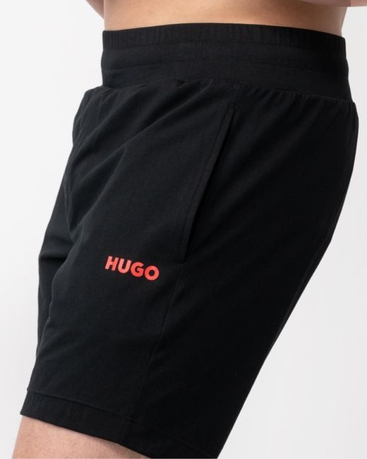 HUGO Black Linked Loungewear Shorts for men