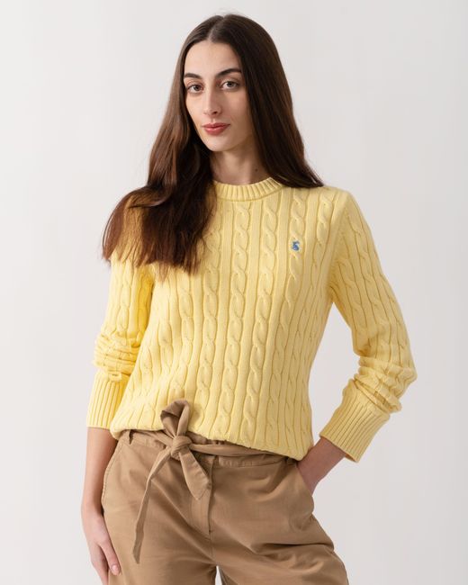 Joules Yellow Classic Cable Knit Jumper