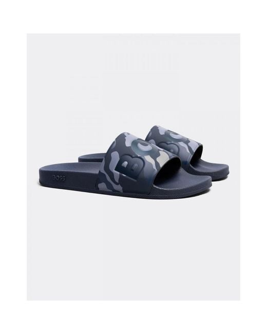 BOSS by HUGO BOSS Aryeh Camo Sliders in Blue for Men Lyst Australia
