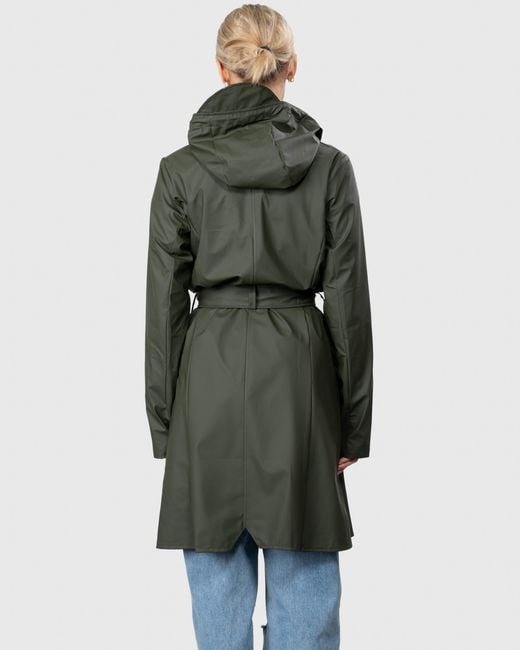Rains Green Curve Long Jacket