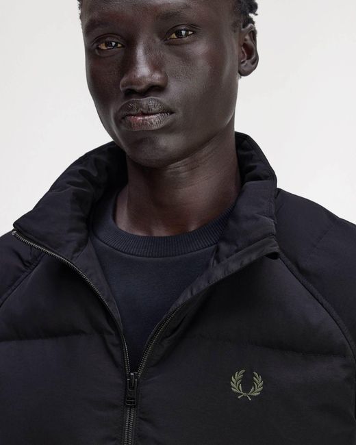 Fred Perry Blue Raglan Sleeve Padded Jacket for men