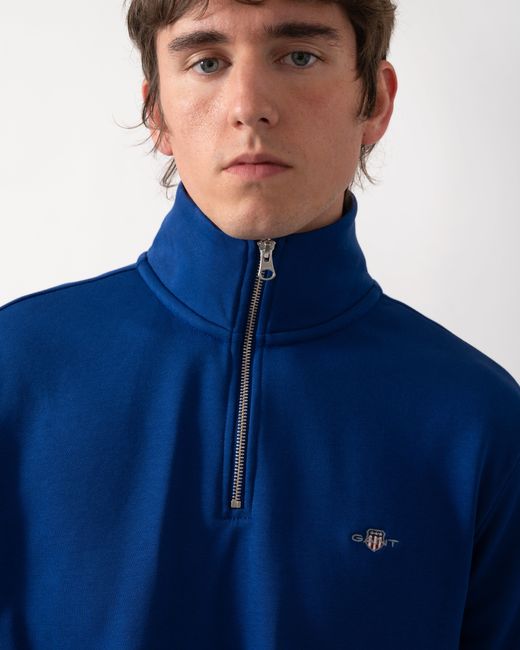 Gant Blue Regular Fit Shield Logo Half Zip Sweatshirt for men