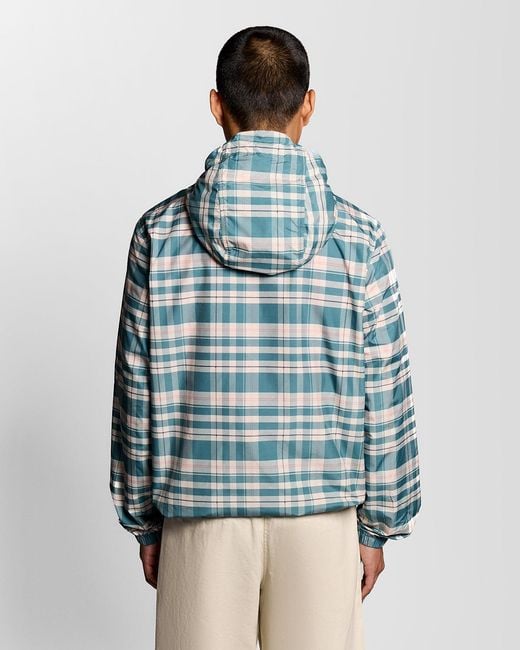 Lyle & Scott Blue Tartan Lightweight Hooded Jacket for men