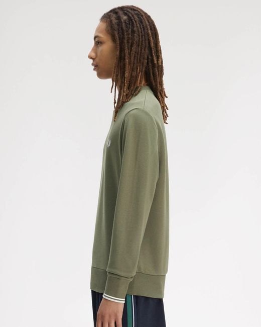 Fred Perry Green Crew Neck Sweatshirt for men