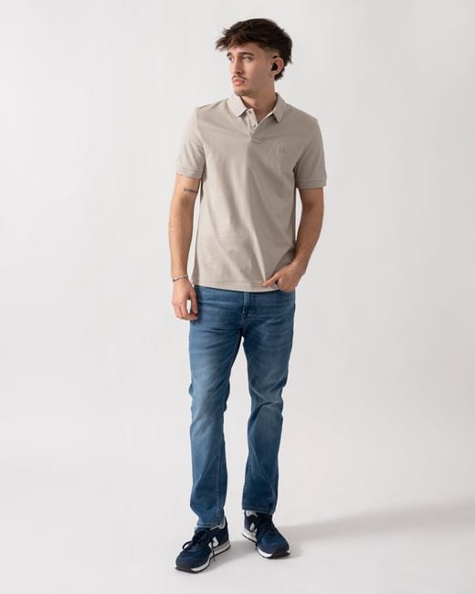 Boss Natural Passenger Stretch-Cotton Slim-Fit Polo Shirt With Logo Patch for men