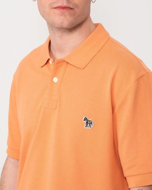 Paul Smith Orange Ps Regular Fit Short Sleeve Organic Cotton Zebra Polo for men